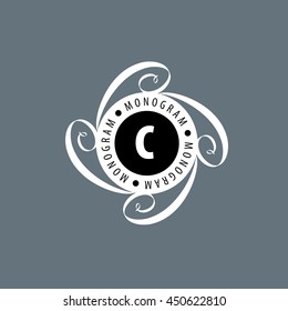 monogram vector in frame
