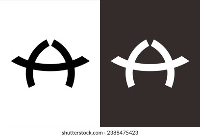 logotipo del vector monograma que forma la letra "A".fondo negro y blanco.