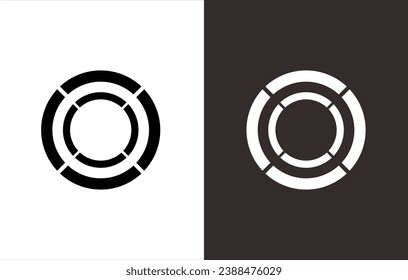 monogram vector logo that forms the letters "O" and "O".black and white background.