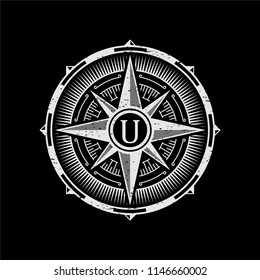 monogram vintage compass logo design