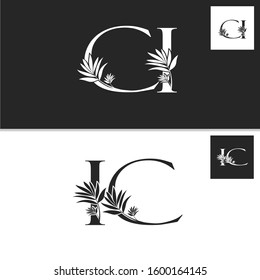 Monogram Vintage Nature Initial Letter C, I, CI, IC logo icon  vector  design concept.
