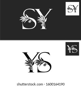 Monogram Vintage Nature Initial Letter S, Y, SY, YS logo icon  vector  design concept.