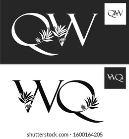 Monogram Vintage Nature Initial Letter Q, W, QW, WQ logo icon vector  design concept.