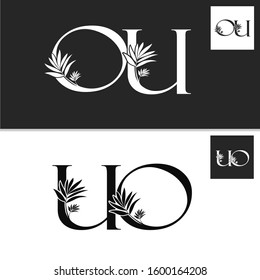 Monogram Vintage Nature Initial Letter O, U, OU, UO logo icon  vector  design concept.