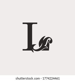 Monogram Vintage Ornate Leaf L Letter Initial Logo Icon Template Design Luxury Style Concept.