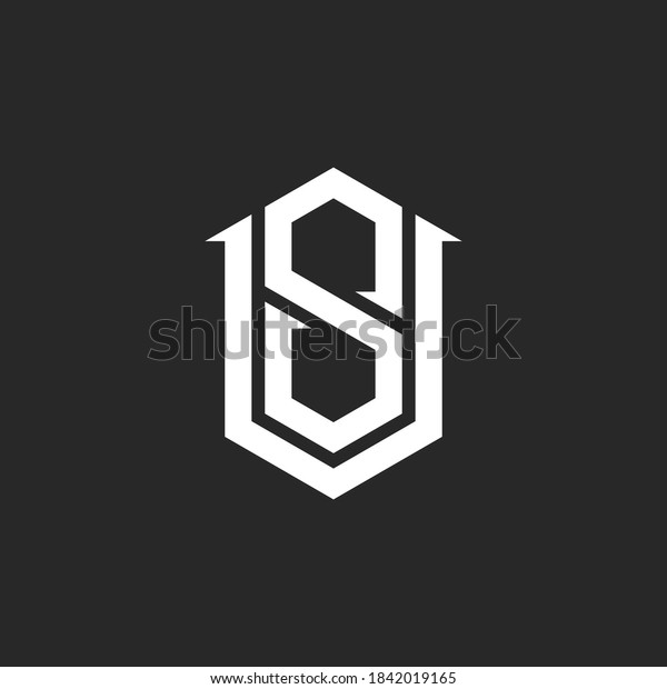 Monogram VS versus SV initials logo\
mockup, combination two letters V and S, hipster\
emblem