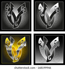 monogram v,v Set of two letters in the graphics bundle.