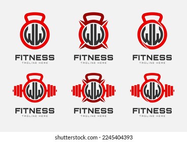 Monogram W letter gym. Perfect for gym center and physical fitness logos