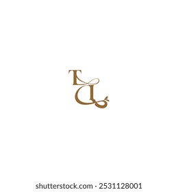 monogram wedding concept initial leaf line TI modern organic logo letter