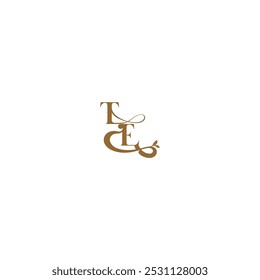 monogram wedding concept initial leaf line TE modern organic logo letter