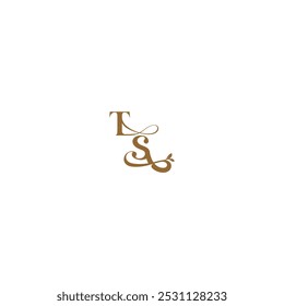 monograma casamento conceito inicial folha linha TS moderno orgânico logotipo carta