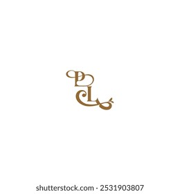 monogram wedding concept initial leaf line PL modern organic logo letter