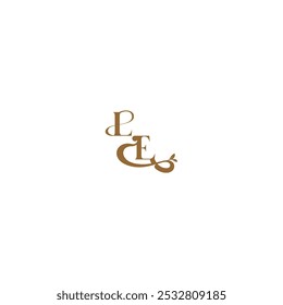 monogram wedding concept initial leaf line LE modern organic logo letter