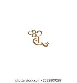 monogram wedding concept initial leaf line BL modern organic logo letter