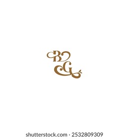 monogram wedding concept initial leaf line BG modern organic logo letter