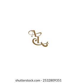 monogram wedding concept initial leaf line AL modern organic logo letter