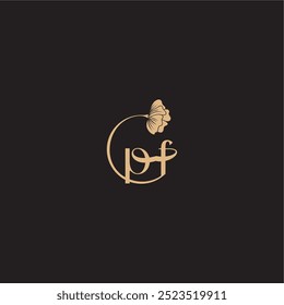 monogram wedding concept initial line logo PF modern circle floral letter
