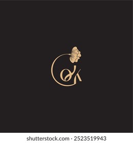monogram wedding concept initial line logo OK modern circle floral letter