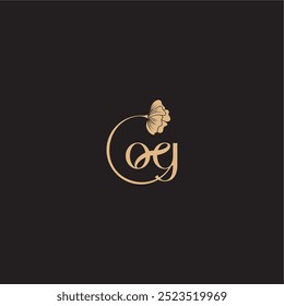 monogram wedding concept initial line logo OG modern circle floral letter