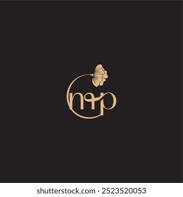 monogram wedding concept initial line logo MP modern circle floral letter