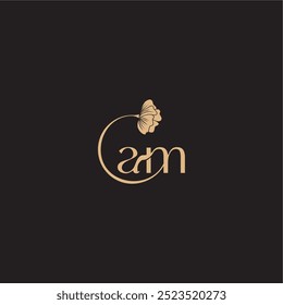 monograma casamento conceito inicial linha logotipo AM círculo moderno floral letra