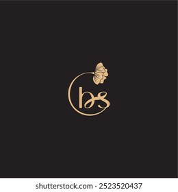 monogram wedding concept initial line logo BS modern circle floral letter