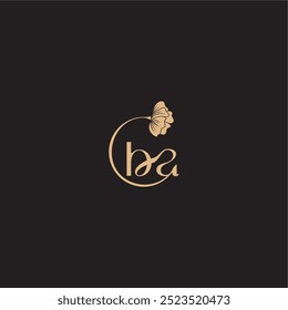 monograma casamento conceito inicial linha logotipo BA moderno círculo floral letra