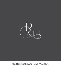 monogram wedding logo concept initial with line RU luxury curvy style letter
