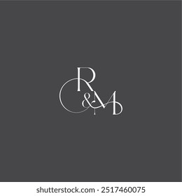 monograma casamento logotipo conceito inicial com linha RM carta estilo curvy