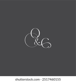 monogram wedding logo concept initial with line QC luxury curvy style letter