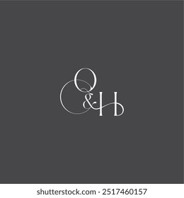 concepto de logotipo de boda monograma con línea inicial QH letra de estilo curvilínea de lujo