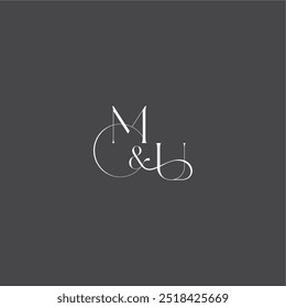 monograma casamento logotipo conceito inicial com linha MU luxo curvy estilo letra