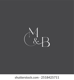 Concepto de logotipo de boda monograma con línea inicial MB letra de estilo curvilínea de lujo