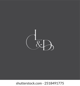 Concepto de logotipo de boda monograma con línea inicial LD carta de estilo curvilínea de lujo