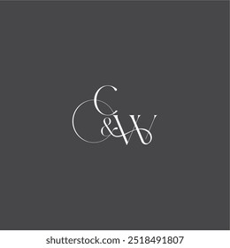 Concepto de logotipo de boda monograma con línea inicial CW carta de estilo curvilínea de lujo