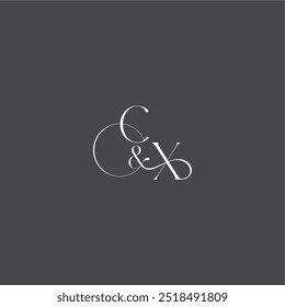 Concepto de logotipo de boda monograma con línea inicial CX carta de estilo curvilínea de lujo