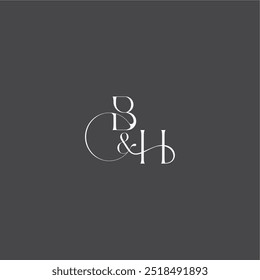 concepto de logotipo de boda monograma con línea inicial BH letra de estilo curvilínea de lujo