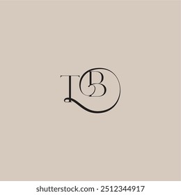 monogram wedding logo elegant and luxury style TB dinamyc curvy initial concept letter