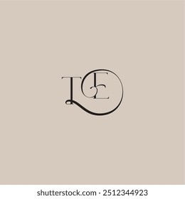 monogram wedding logo elegant and luxury style TE dinamyc curvy initial concept letter