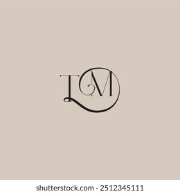 monogram wedding logo elegant and luxury style TM dinamyc curvy initial concept letter