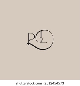 monogram wedding logo elegant and luxury style PL dinamyc curvy initial concept letter