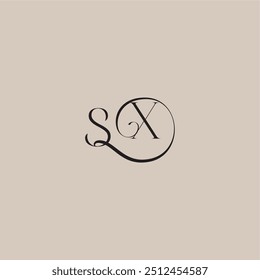 monograma logotipo de la boda elegante y de lujo estilo SX dinamyc curvy letra inicial del concepto