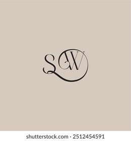 monogram wedding logo elegant and luxury style SW dinamyc curvy initial concept letter