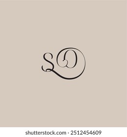 logotipo de casamento monograma elegante e estilo de luxo SO dinamyc curvy carta conceito inicial