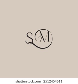 monogram wedding logo elegant and luxury style SM dinamyc curvy initial concept letter