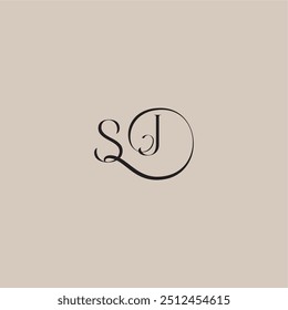monogram wedding logo elegant and luxury style SJ dinamyc curvy initial concept letter