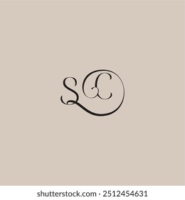 monograma logotipo de la boda elegante y de lujo estilo SC dinamyc curvy letra inicial del concepto