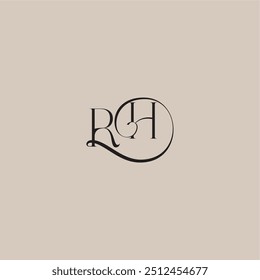 monogram wedding logo elegant and luxury style RH dinamyc curvy initial concept letter