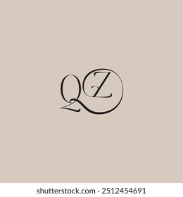 monogram wedding logo elegant and luxury style QZ dinamyc curvy initial concept letter