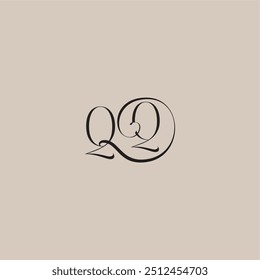 logotipo de casamento monograma elegante e luxuoso estilo QQ dinamyc curvy letra conceito inicial